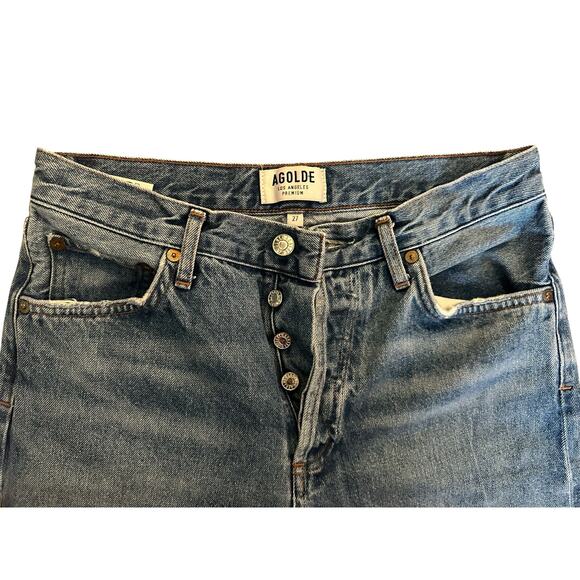 AGOLDE Feel Good Premium Distressed High Rise Button Fly Straight Jeans Size 27 - Picture 2 of 11